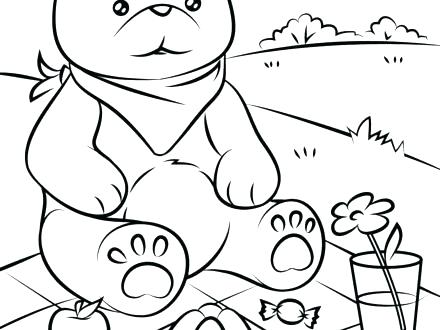 440x330 Picnic Basket Coloring Pages Teddy Page Free Printable Bear Color