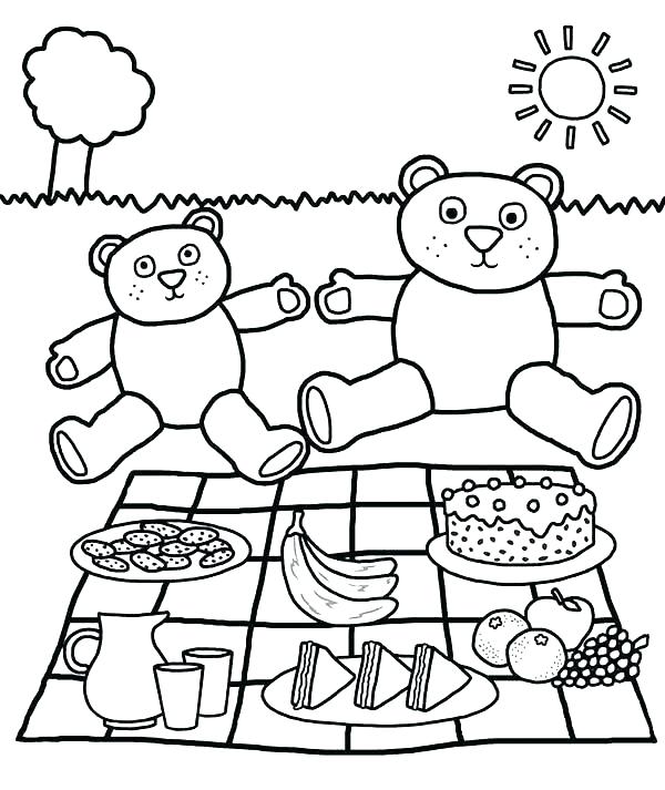 600x713 Picnic Coloring Pages Picnic Coloring Pages Teddy Bears Picnic