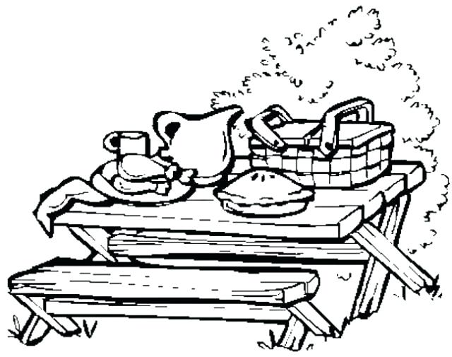 640x505 Picnic Coloring Pages Picnic Table Coloring Page Picnic Basket
