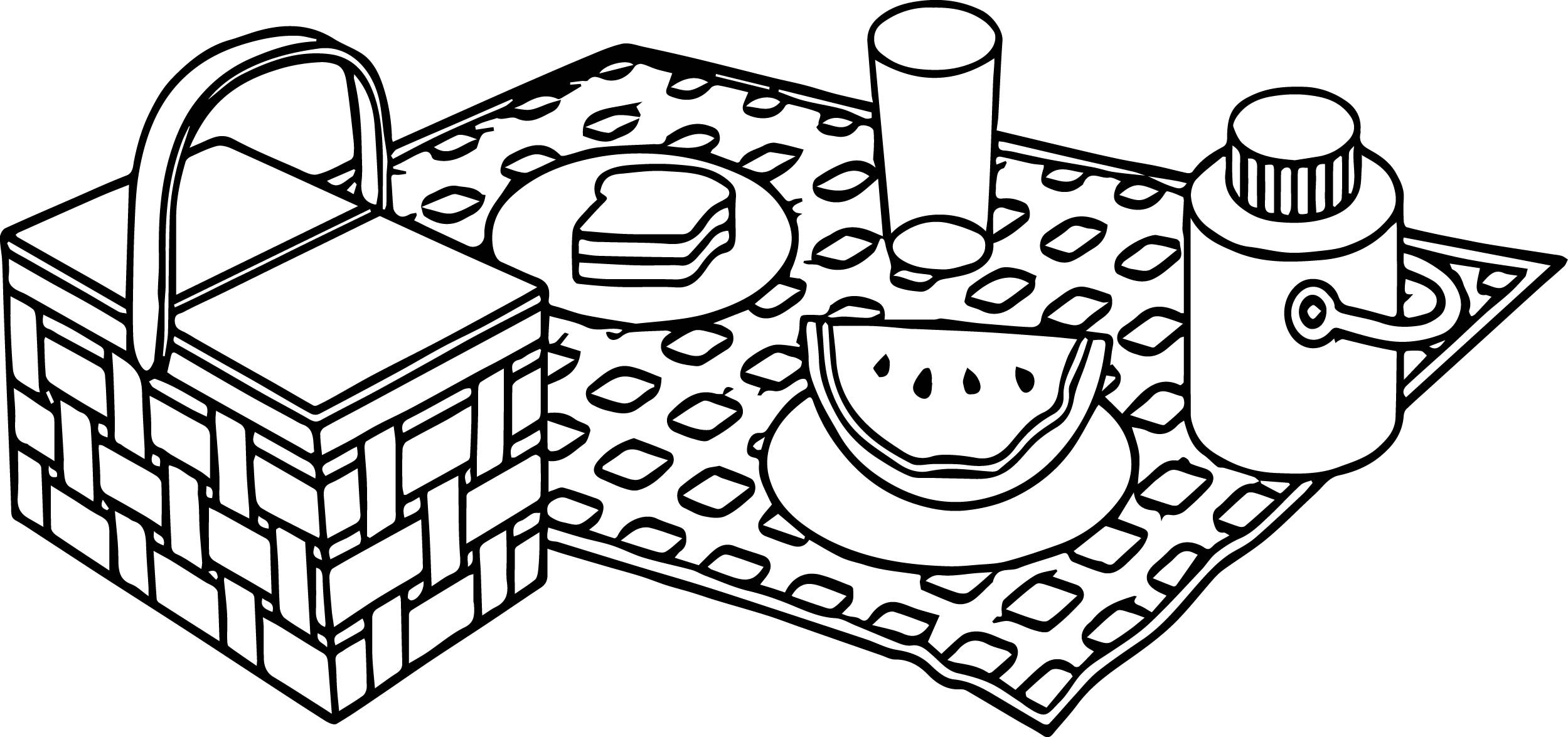 2499x1175 Picnic Coloring Pages With Table Page