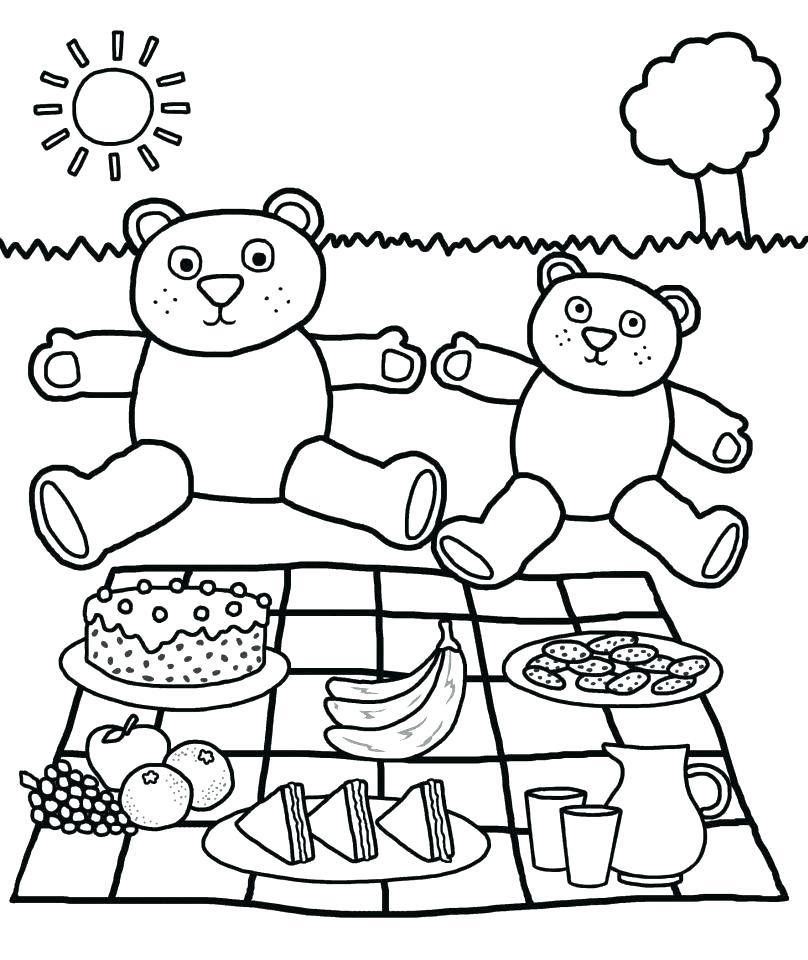 808x960 Picnic Table Cloth Coloring Page Teddy Bear Pages