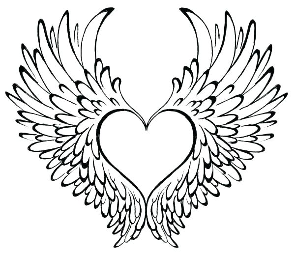 600x519 Heart Coloring Pages With Wings Coloring Pictures Of Hearts