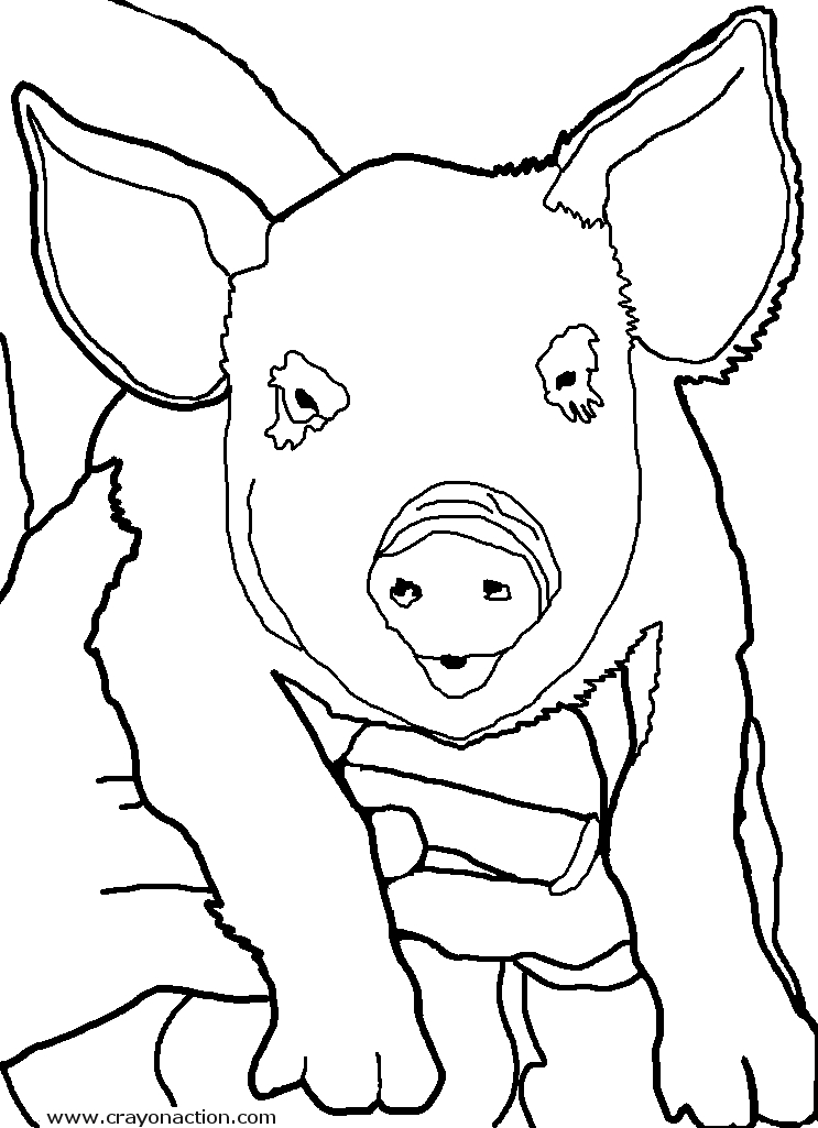 743x1025 Pig Coloring Page Crayon Action Coloring Pages