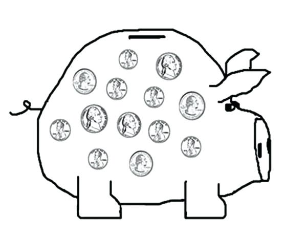 600x463 Printable Coin Coloring Pages And Piggy Bank Saving Your Money
