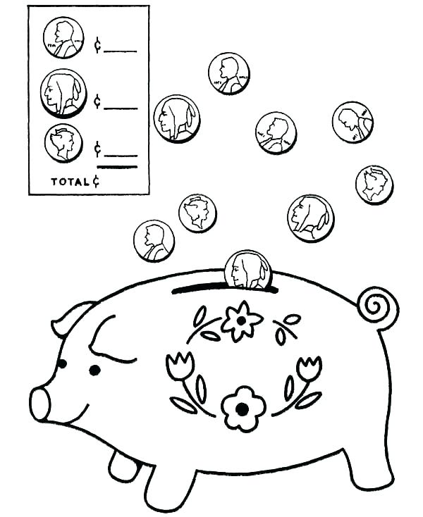 600x734 Coin Coloring Page