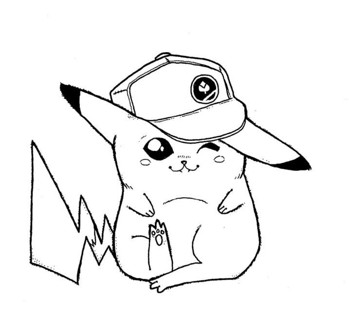 717x657 Download And Print Pikachu Baseball Player Pokemon Coloring Page