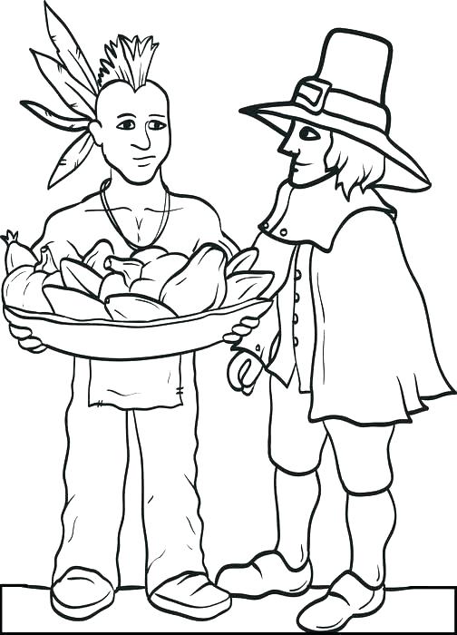 504x700 Indian Coloring Pages Pilgrim And Coloring Pages Thanksgiving