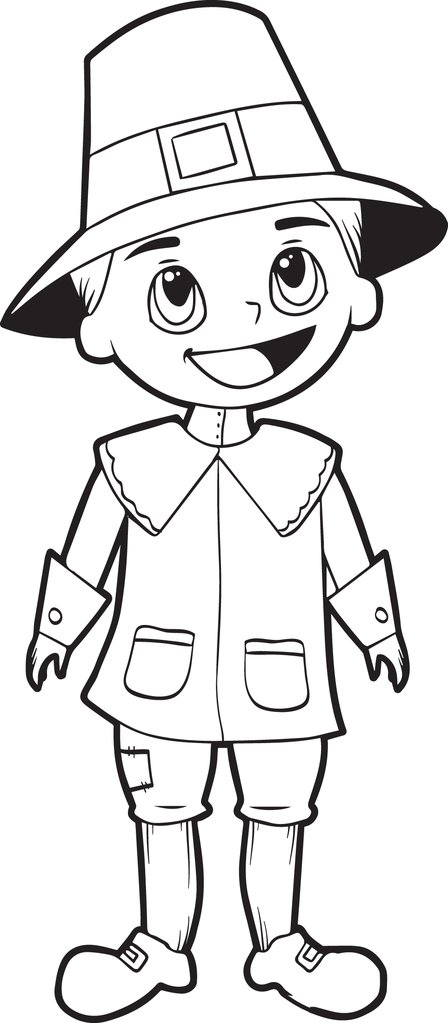448x1023 Free Printable Pilgrim Coloring Page For Kids