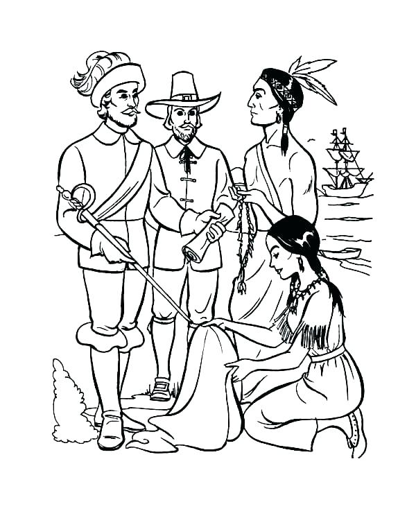 600x734 Pilgrims Coloring Page