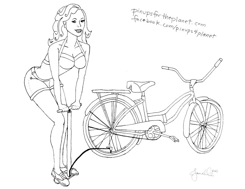 781x603 Pin Up Girl Coloring Bicycle Page Ups For The Planet