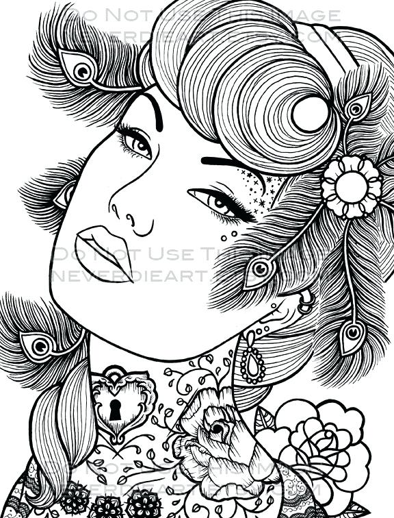 Pin Up Girl Coloring Pages at GetDrawings | Free download