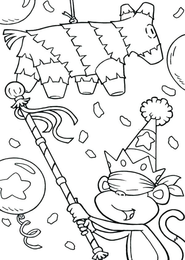 600x840 New Year Pinata Colouring Page Mexican Coloring Murs