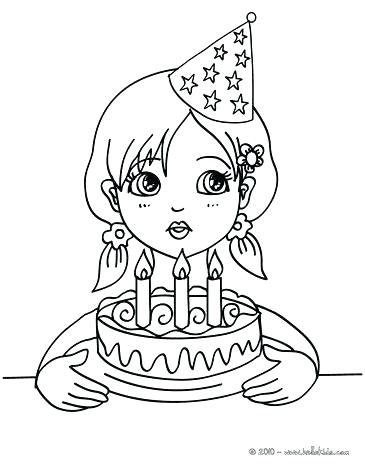 365x470 Sombrero Coloring Page Girl Blowing The Candles On Birthday Cake