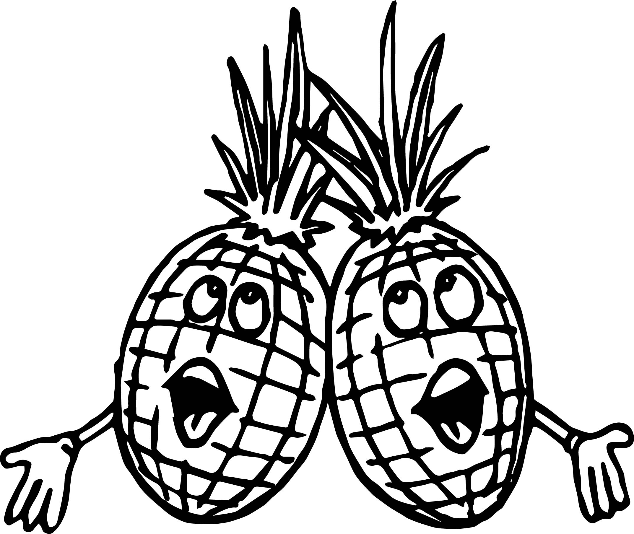 2146x1808 Two Pineapple Saying Song Coloring Page Wecoloringpage