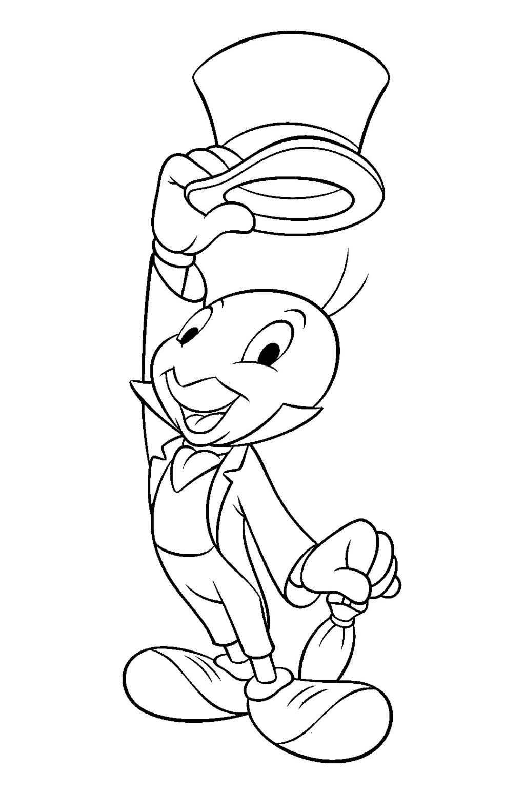 1024x1549 Coloring Book Jiminy Cricket Hold The Cap Pinocchio Coloring