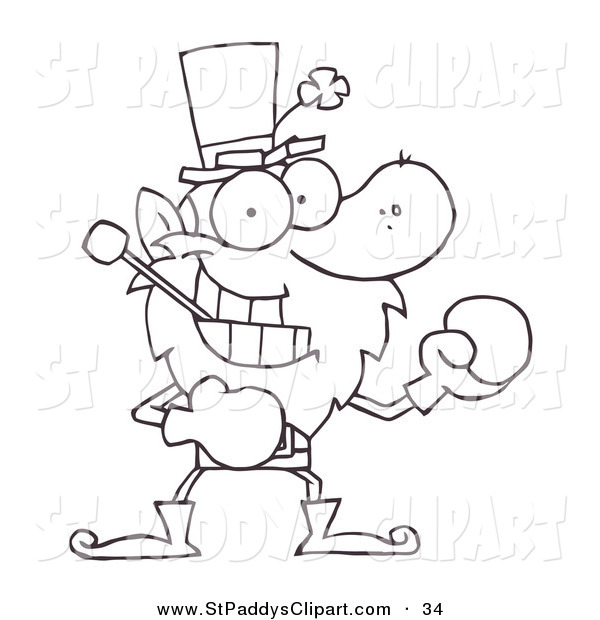 600x620 Vector Cliprt Of Coloring Page Of Boxing Leprechaun