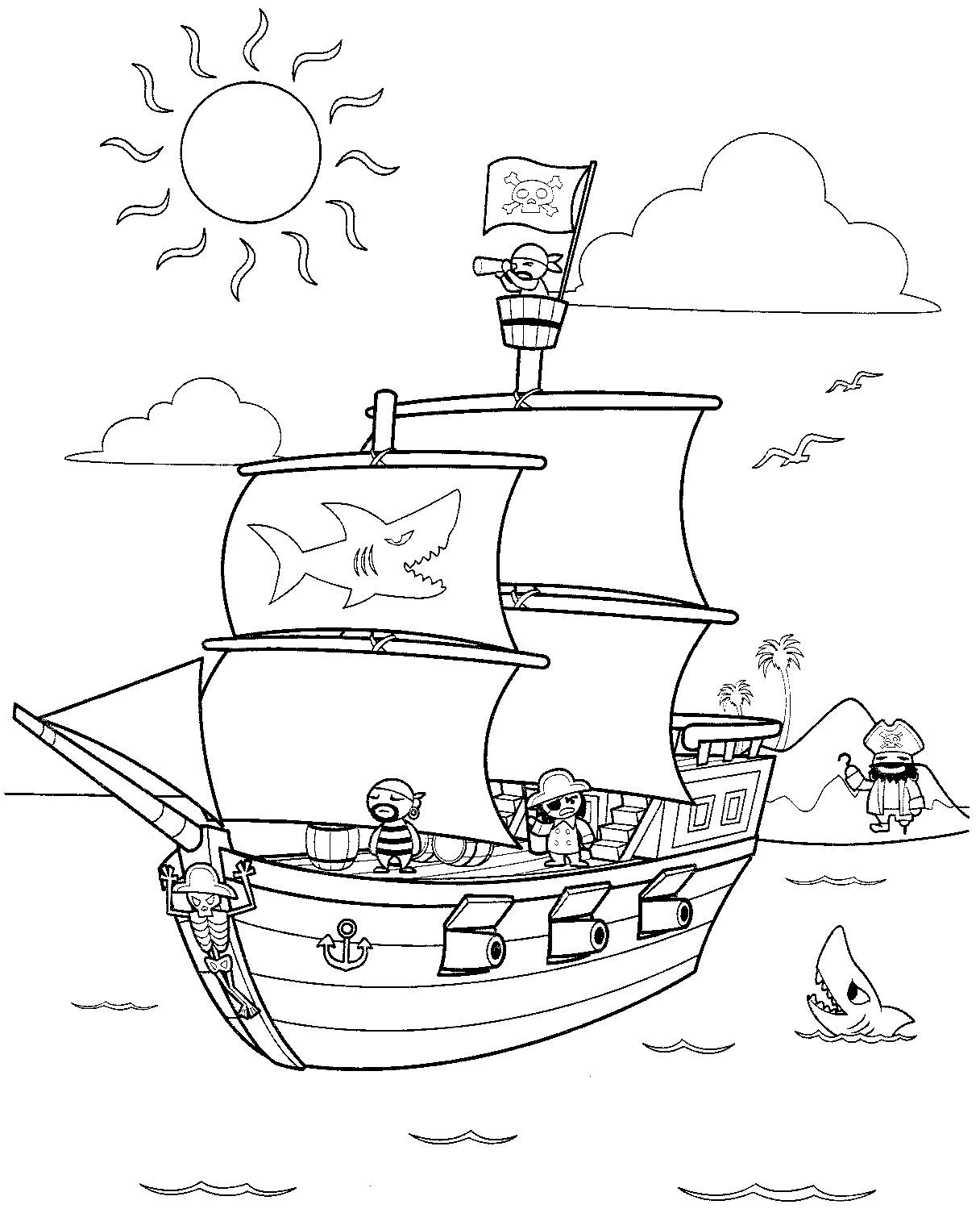 1216x1504 Pirate Ship Coloring Page Free Printable Pages