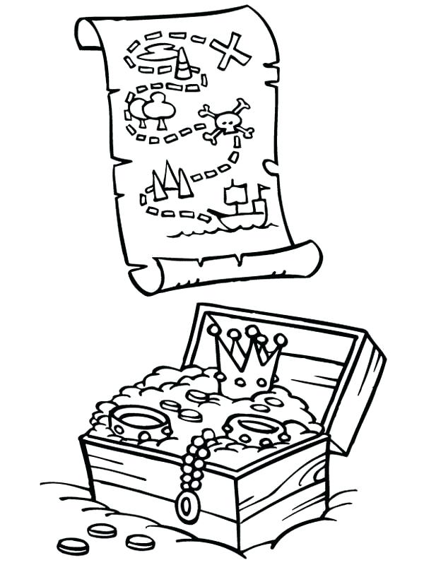 600x800 Treasure Map Coloring Pages Exciting Treasure Chest Coloring Page