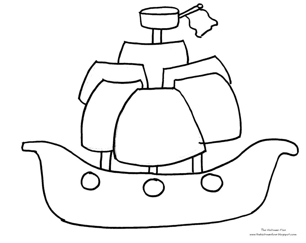 1024x811 Pirate Ship Coloring Page