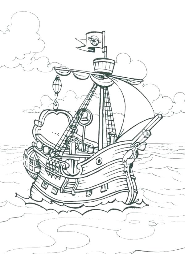 Download Easy Pirate Ship Coloring Page