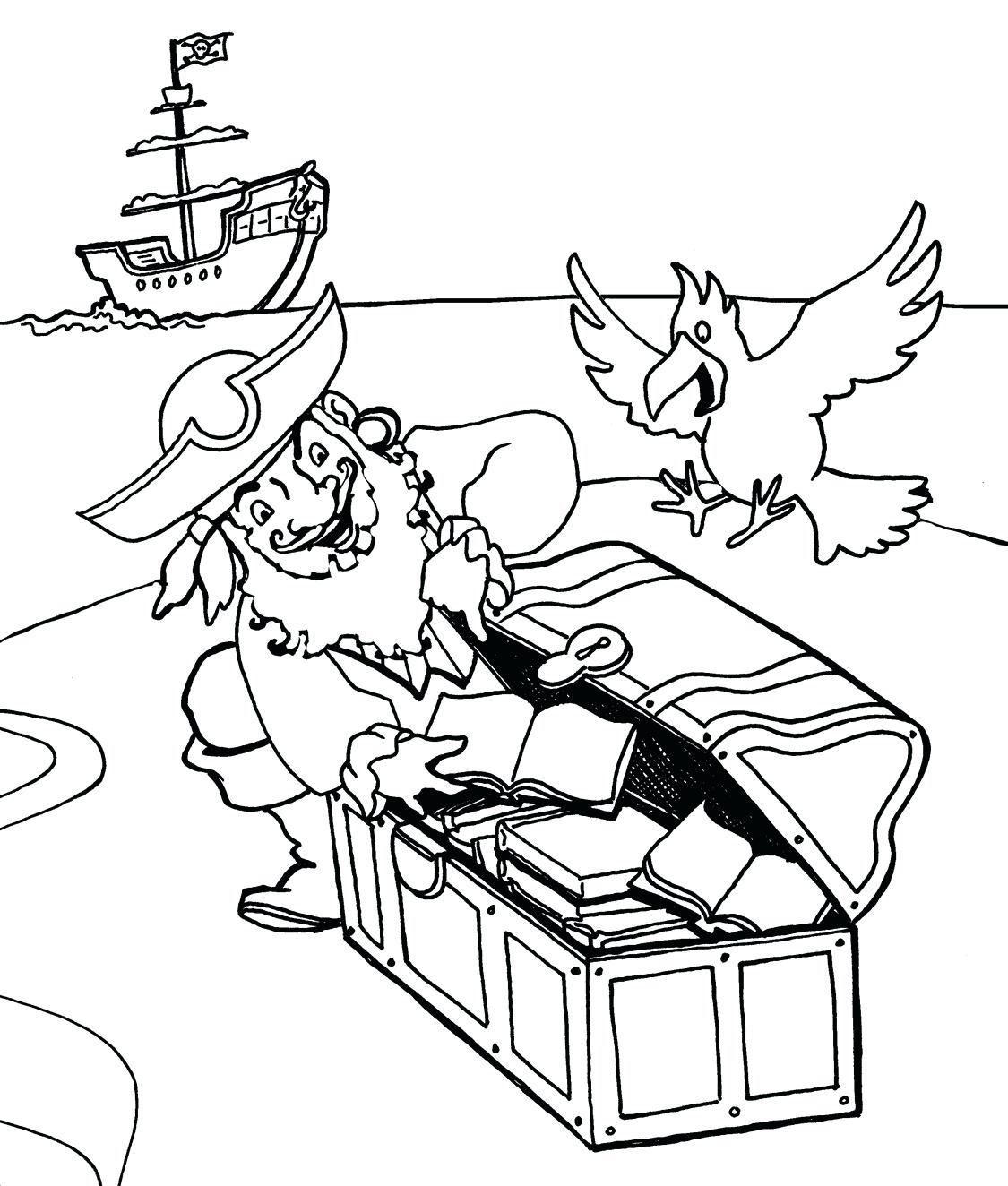 1125x1324 Pirate Treasure Chest Coloring Page Free Pages Blank Map