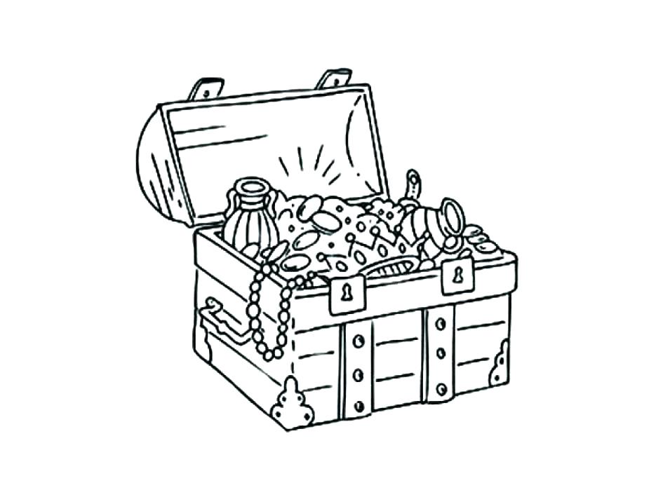 945x709 Open Treasure Chest Coloring Page