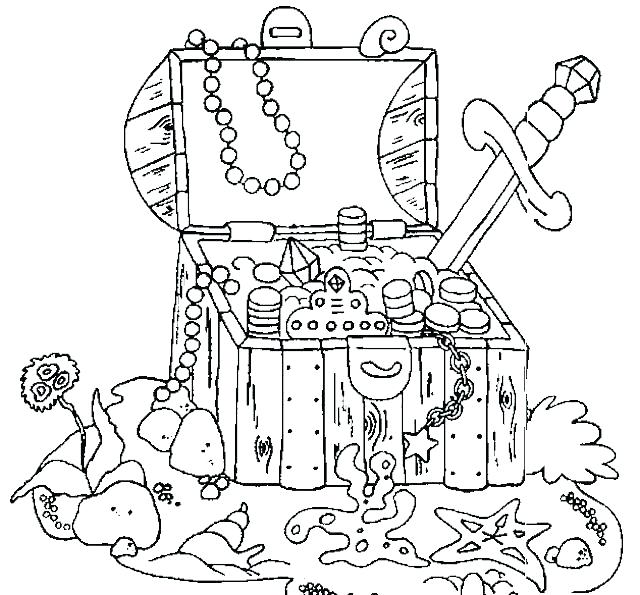 640x595 Treasure Chest Coloring Page
