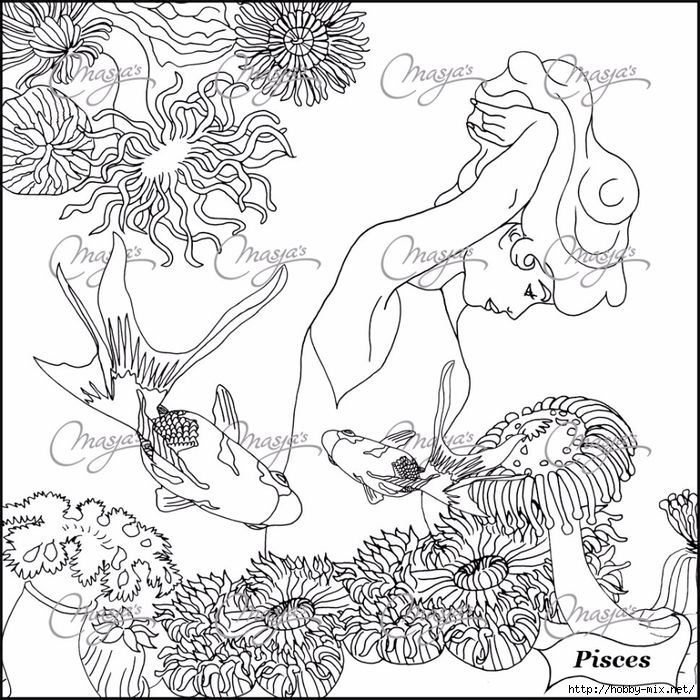 700x700 Pisces Coloring Pages Colouring Adult Detailed Advanced Printable