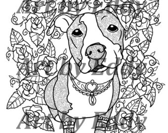 340x270 Pitbull Coloring Etsy