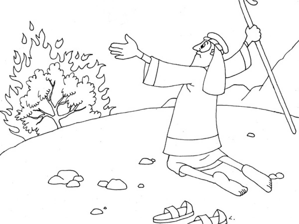 1024x768 Moses And Burning Bush Coloring Sheet Drawing Free Page Printable