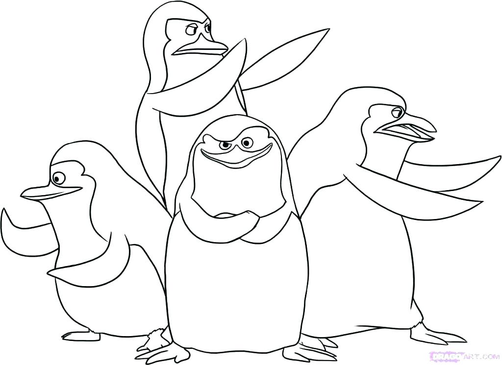 1024x745 Penguins Coloring Page Happy Penguin Coloring Page Penguins
