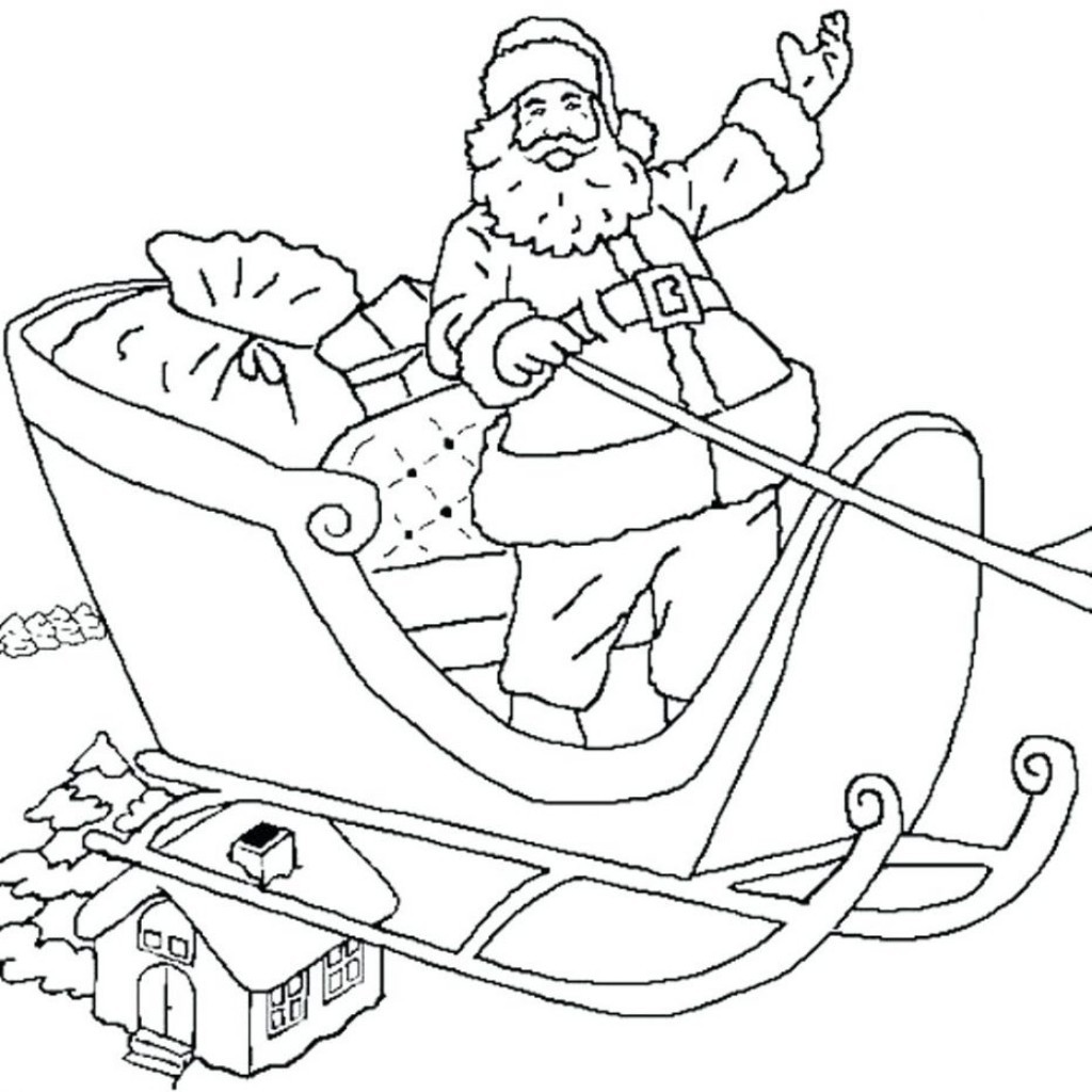 1024x1024 Santa Sleigh Coloring Pages