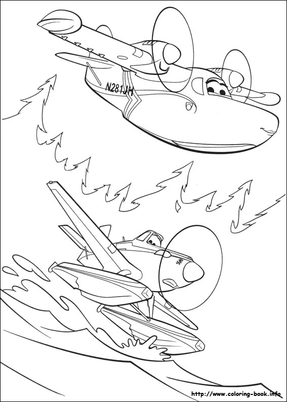 567x794 Planes Fire Rescue Coloring Picture