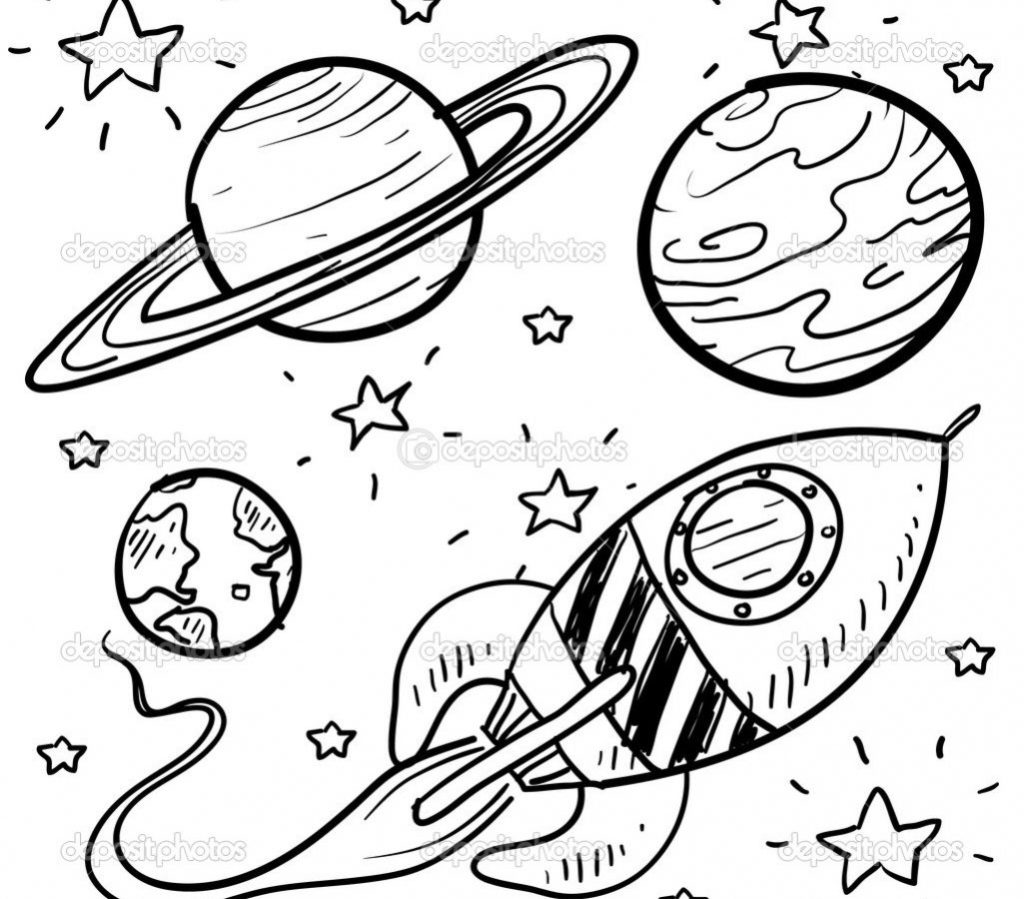 1024x899 Planets Coloring Pages Printable With Rocket Complete Kids Inner