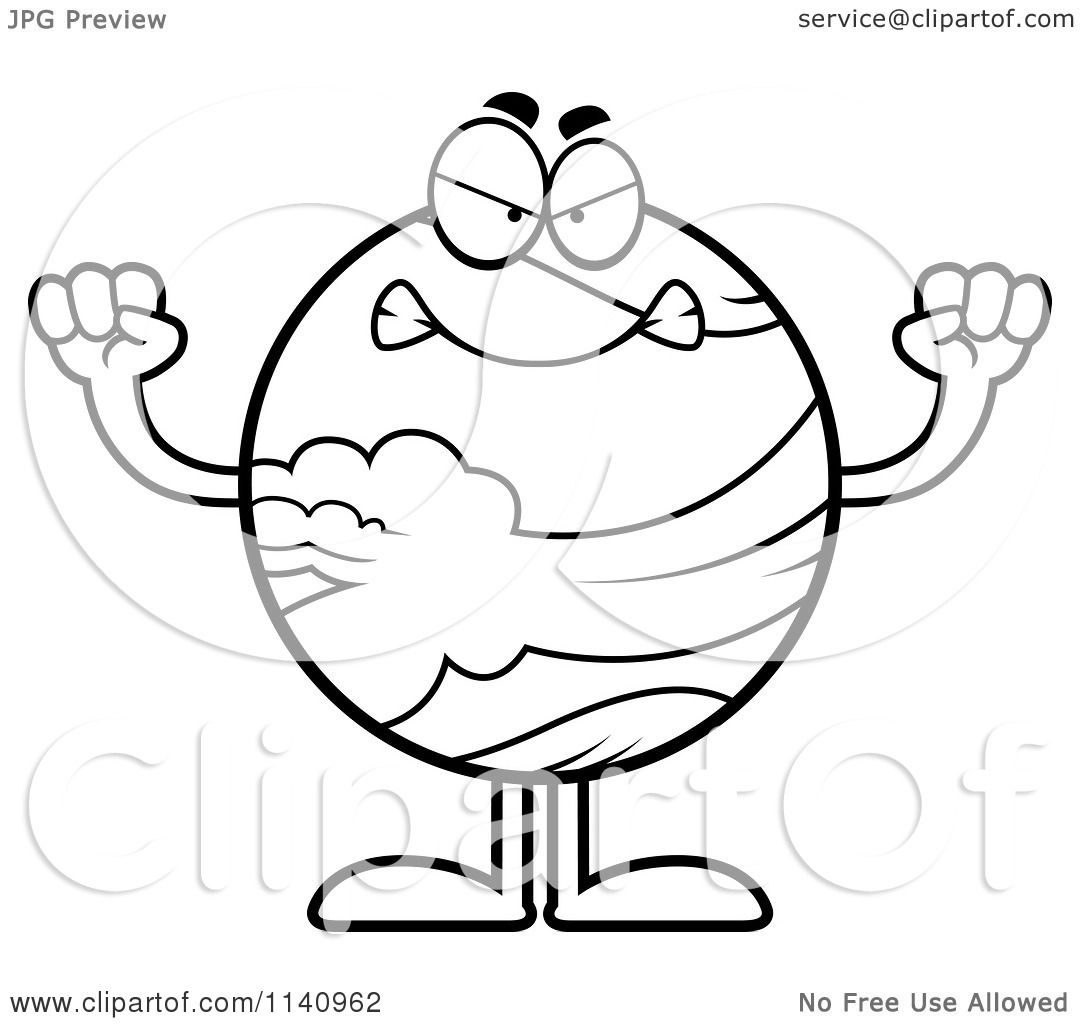 1080x1024 Cartoon Clipart Of A Black And White Mad Planet Venus
