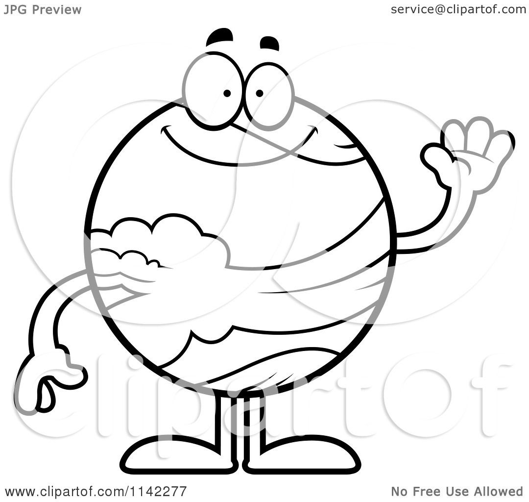 1080x1024 Cartoon Clipart Of A Black And White Waving Planet Venus