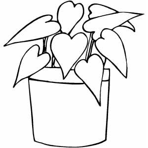 300x300 Plant With Heart Leaves Coloring Sheet