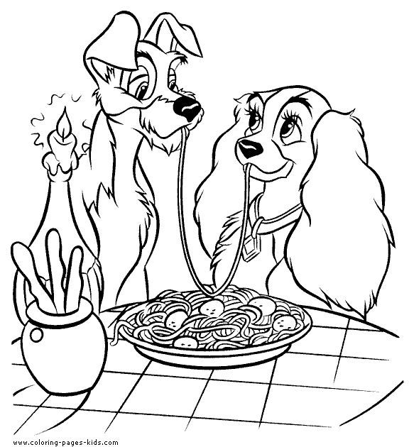 576x630 Lady And The Tramp Color Page, Disney Coloring Pages, Color Plate