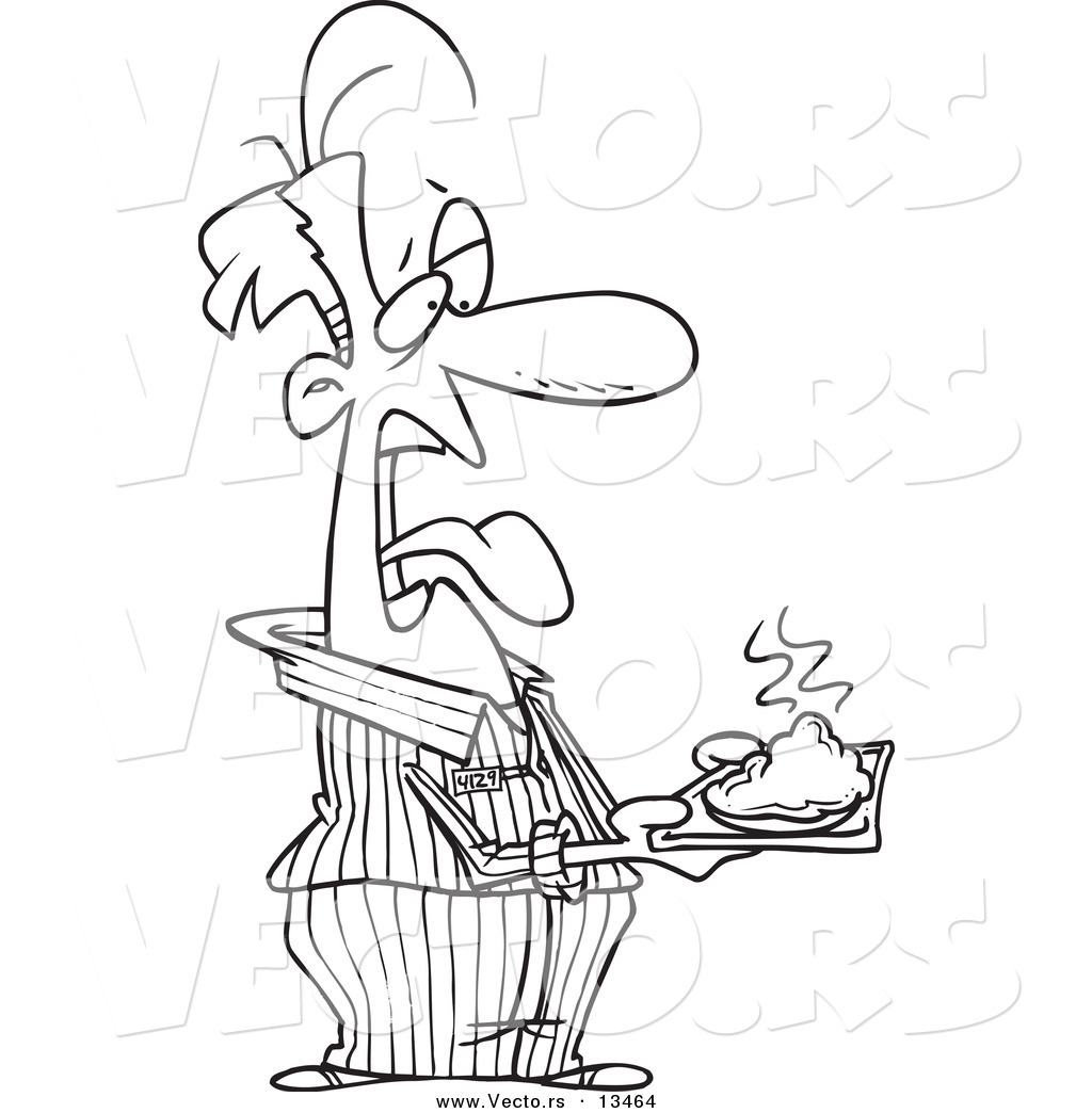 1024x1044 Vector A Cartoon Disgusted Male Prisoner Holding A Plate