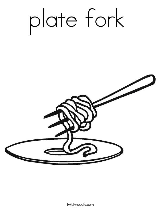 685x886 Plate Fork Coloring Page