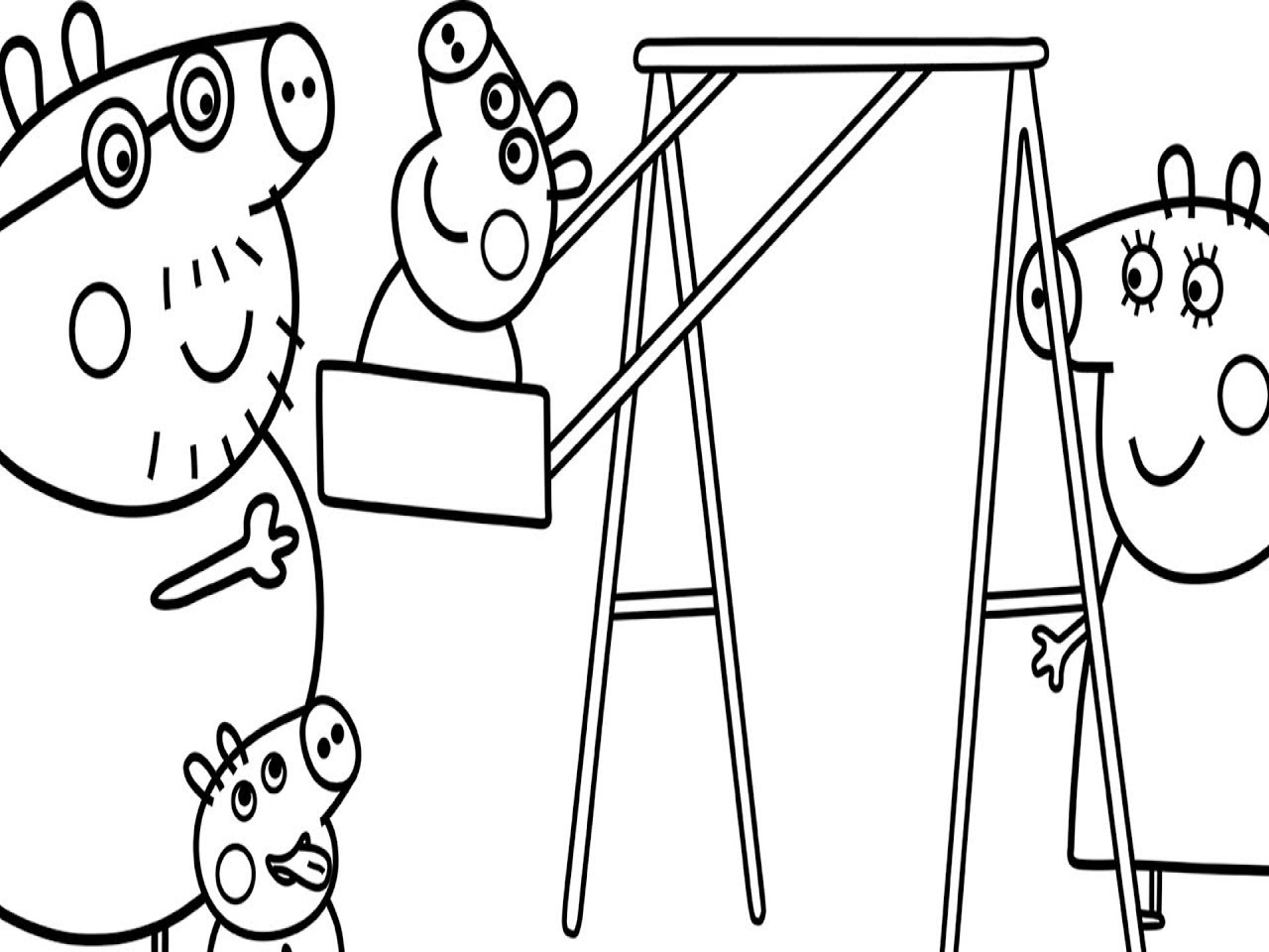 1280x960 Playground Coloring Pages How To Draw Peppa Pig Family For Kid
