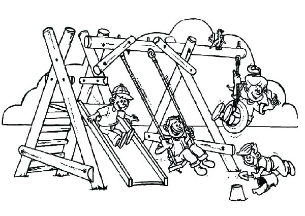 600x425 School Playground Coloring Pages Playground Coloring Pages Scene