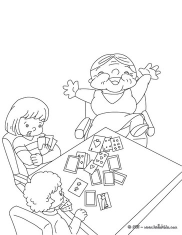 364x470 Grandmother Playing Cards Coloring Pages