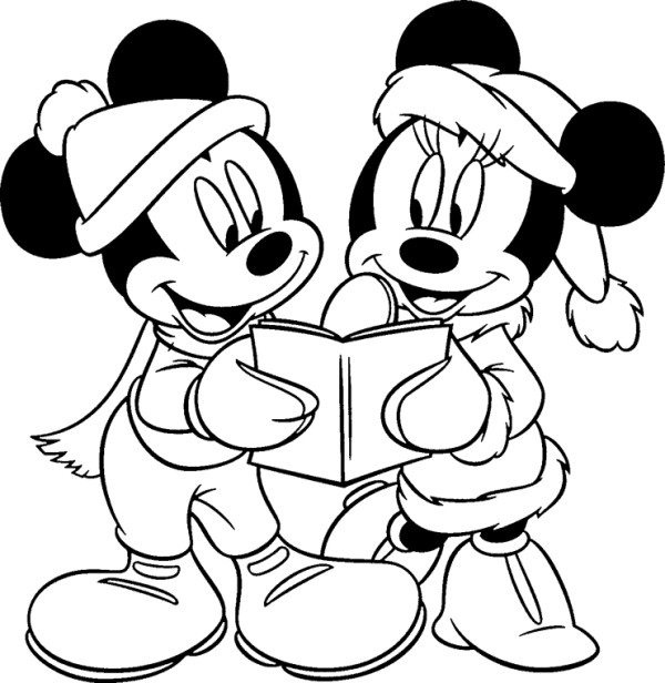 600x616 Mickey And Minnie Christmas Coloring Pages