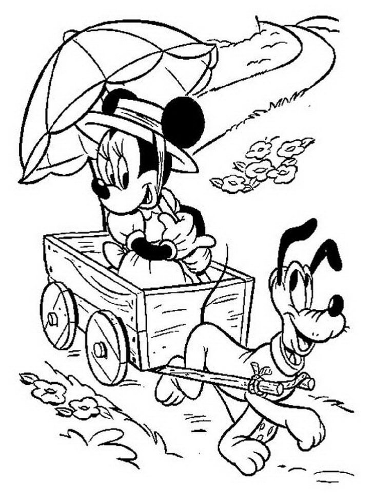 764x977 Minnie And Pluto Coloring Page Cartoon Pages Of Kidscoloringpage