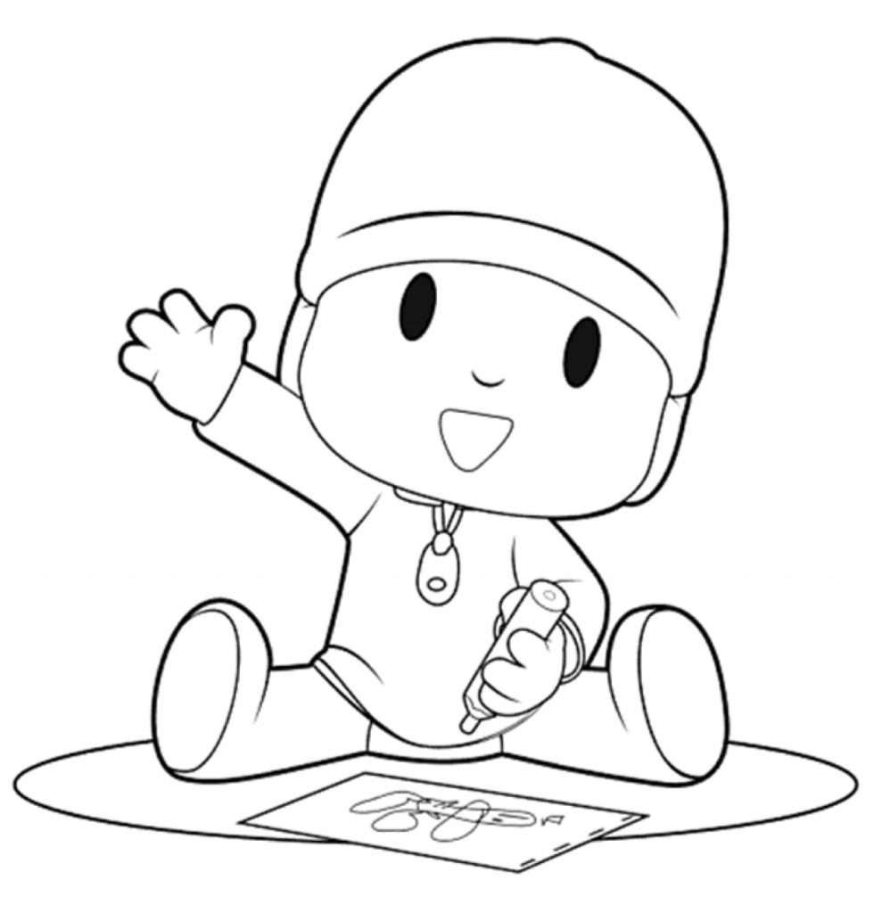 980x1024 Pocoyo Coloring Pages Free Printable For Kids Page Get Bubbles