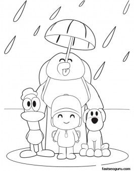 265x338 Coloring Pages Printabel Pocoyo Loula And Pato Are Enjoying