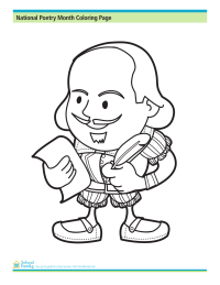 200x259 Poetry Month Coloring Page William Shakespeare Inglese