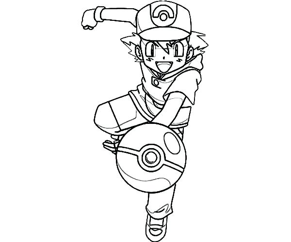600x500 Ash Ketchum Coloring Pages Ash Throw Ball On Coloring Page Pokemon