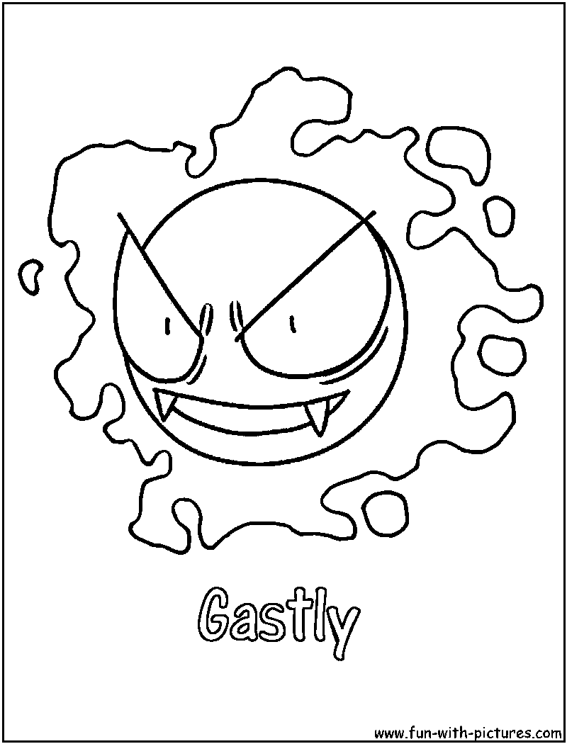 800x1050 Gastly Coloring Page